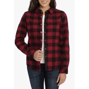 Orvis Red Black Buffalo Plaid Shirt Jacket Snap Front Lined M Womens Outdoor